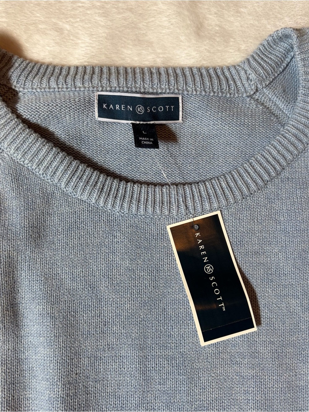 Karen Scott Light Blue Crewneck Sweater